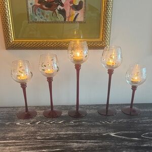 Pfaltzgraff Winterberry set of 5 hurricane goblets.